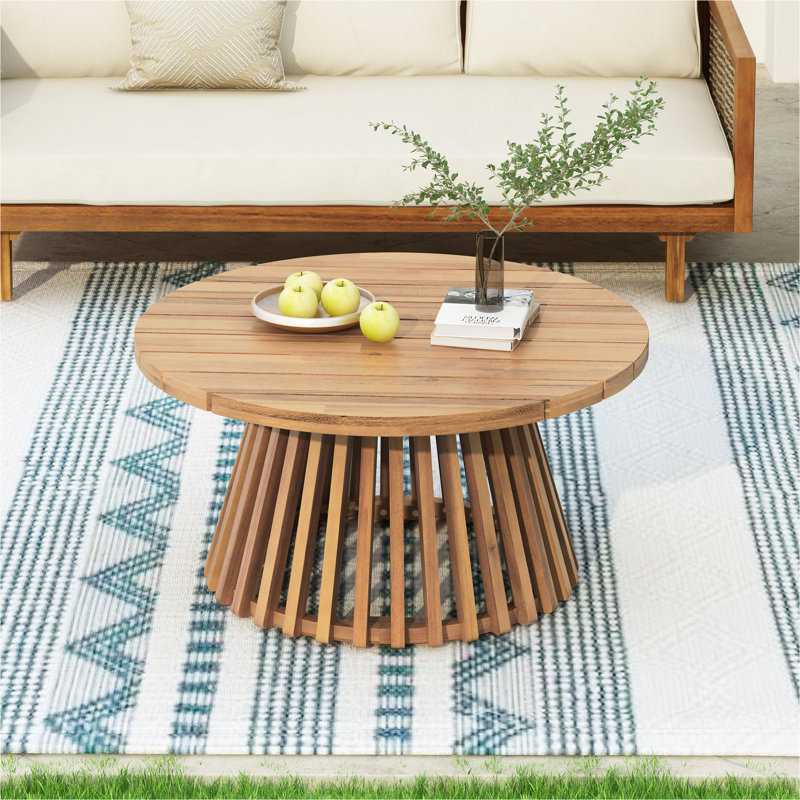 Table basse de patio en bois d'acacia, Teck clair