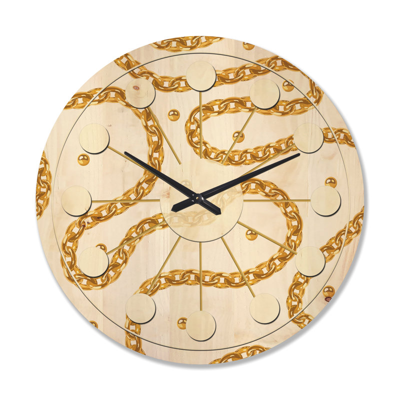 Chaîne dorée - horloge murale Mid-Century, Très grand