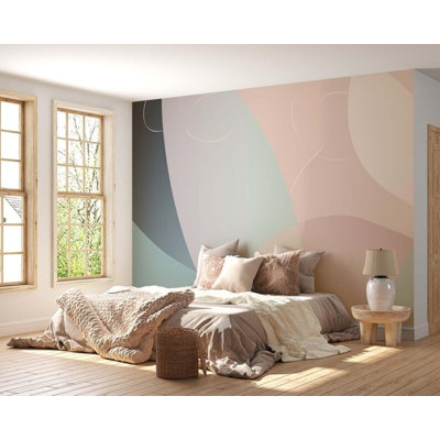 Blush Gray Abstract Geometric Wall Mural