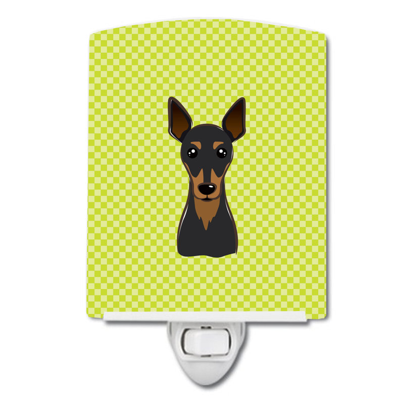 Éclairage de nuit en céramique damier de braque teckel, Vert lime, Pinscher nain