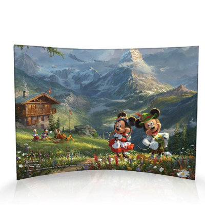 Disney Thomas Kinkade 'Mickey and Minnie Mouse Switzerland Alps' Curved Acrylic Print