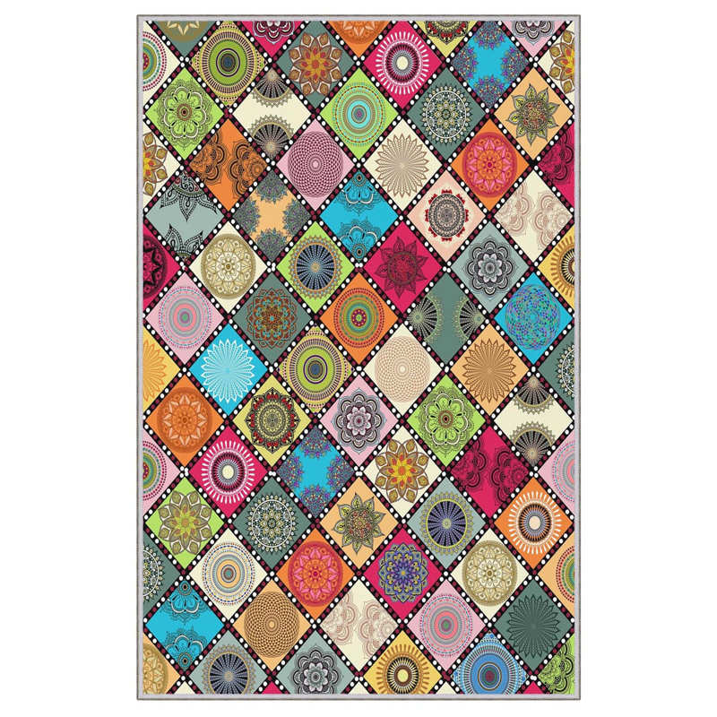 Premium Woven Area Rug (1.6 x 2.6 Feet), 100% Polyester, 0.3 in Pile Height | Antibacterial, Non-Slip PVC Dot Underside | Machine Washable, 3D Digital Print | Ideal for Living Room, Bedroom & Entryway Decor