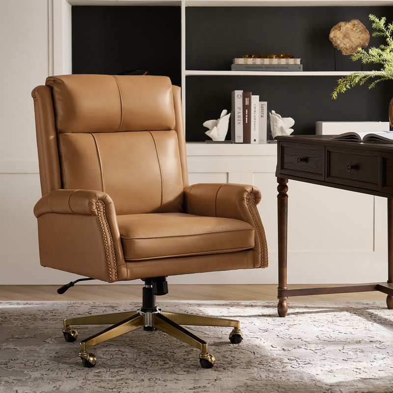 Fauteuil de direction à haut dossier Heeg, Chameau