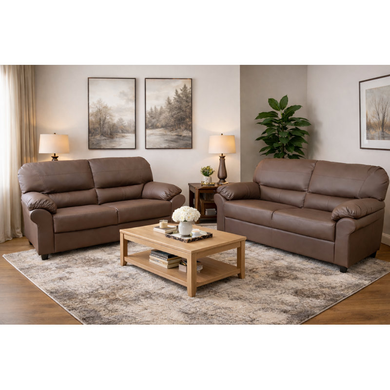 Orchard Lane 2 - Piece Faux Leather Living Room Set, Brown