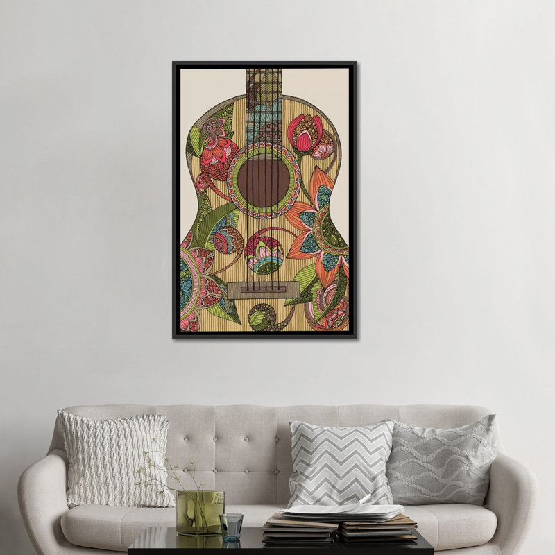 Guitare, impression sur toile tendue, Cadre noir, H 48 po x l 32 po x P 1,5 po