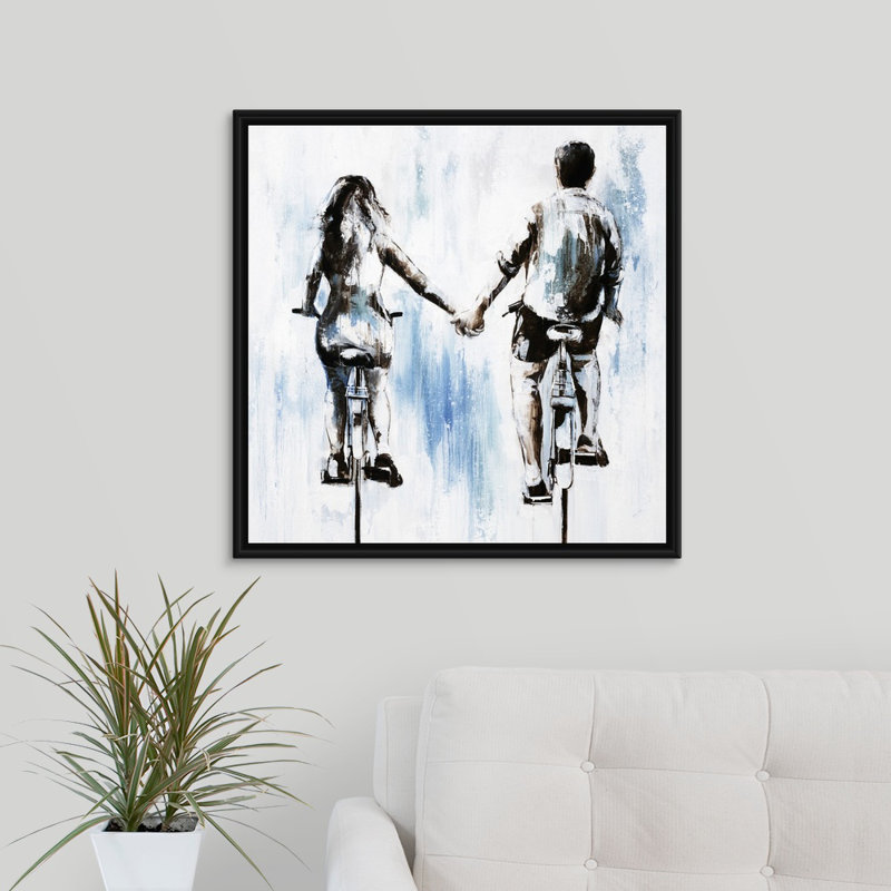 « se déporter sur », peinture sur toile, H 25,7 po x l 25,7 po x p 1,75 po, Cadre flottant noir