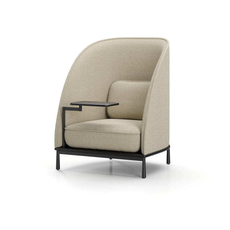 Arc Lounge Chair High Back With Tablet, Black Oak, Main Line Flax 20