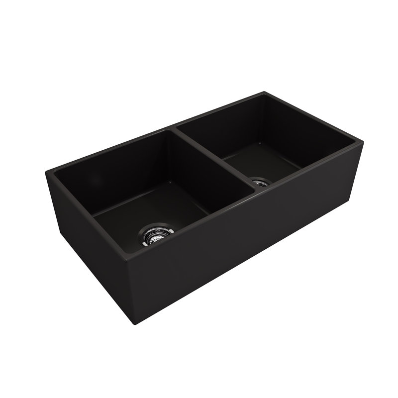 36'' L Double Basin Kitchen Sink, Matte Black