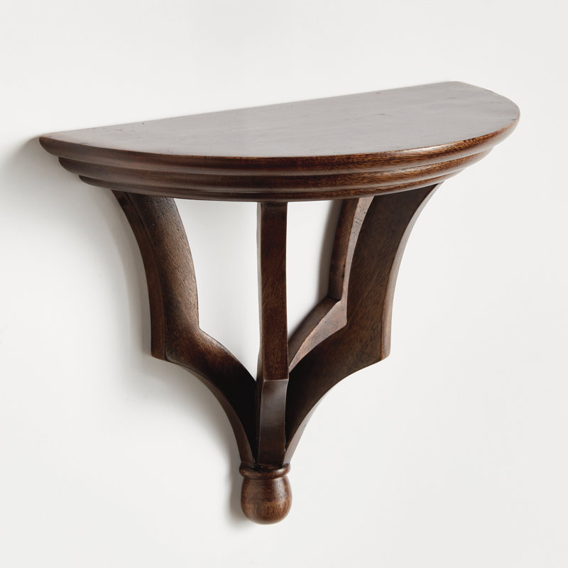 Gianinna Half-circle Mango Bracket Shelf, Brown, 7.75" H x 9.5" W x 4.75" D