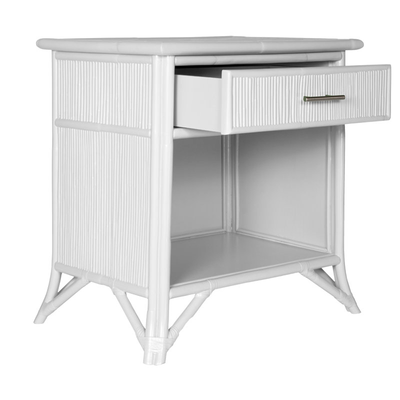 Table de chevet 1 tiroir, Blanc / nickel brossé