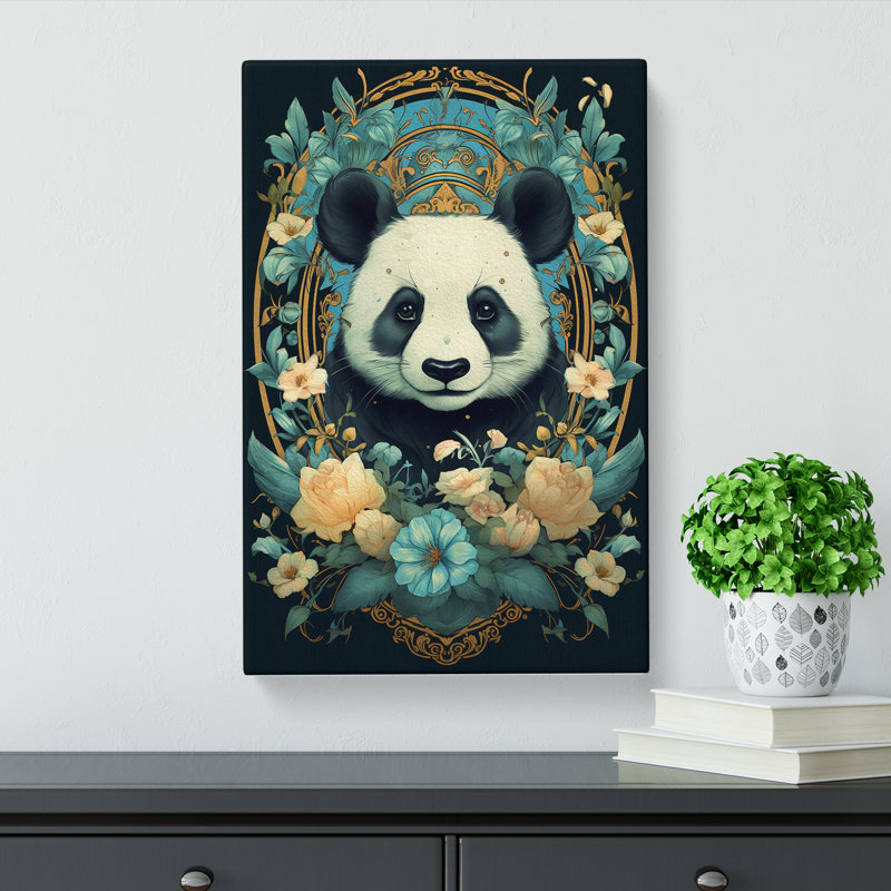 Panda Nouveau - Wrapped Canvas, 50cm H x 35cm W x 3cm D