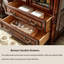 Armoire à vin 38,58 "à double porte arquée, présentoir en verre trempé avec tiroirs doubles et sculptures vieillies