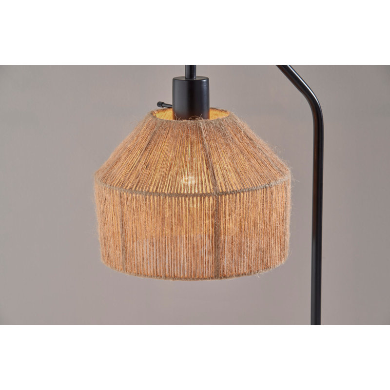 Black Steel Table Lamp with Brown Burlap Shade