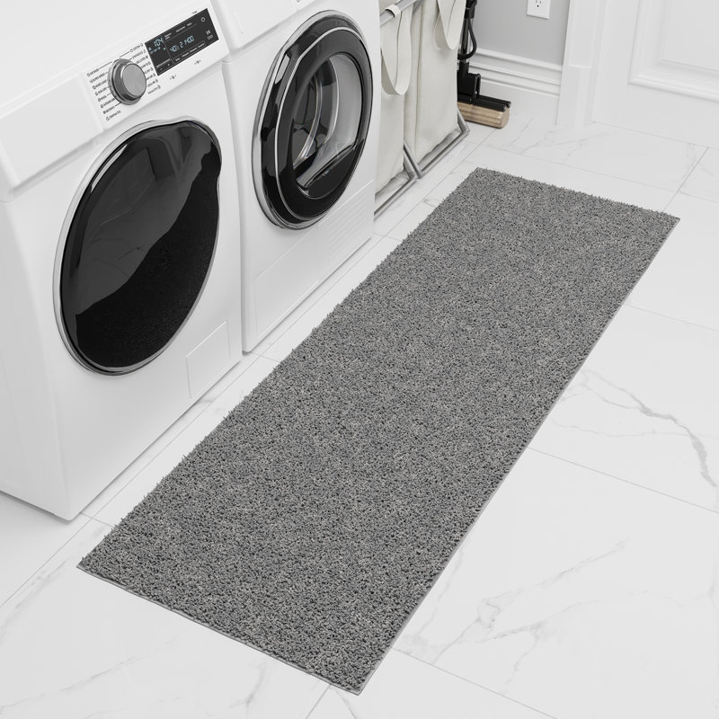 Mair Plush Non-Slip Rubberback Extra Long Hallway Runner Rug for Bedroom, Living Room, Bathroom, Gray, Runner 3' x 9', Gray