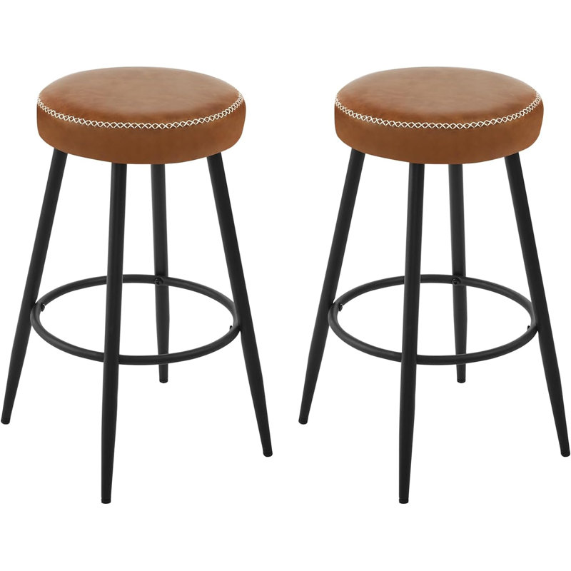 Shey Upholstered Counter Stool with Metal Frame, Brown