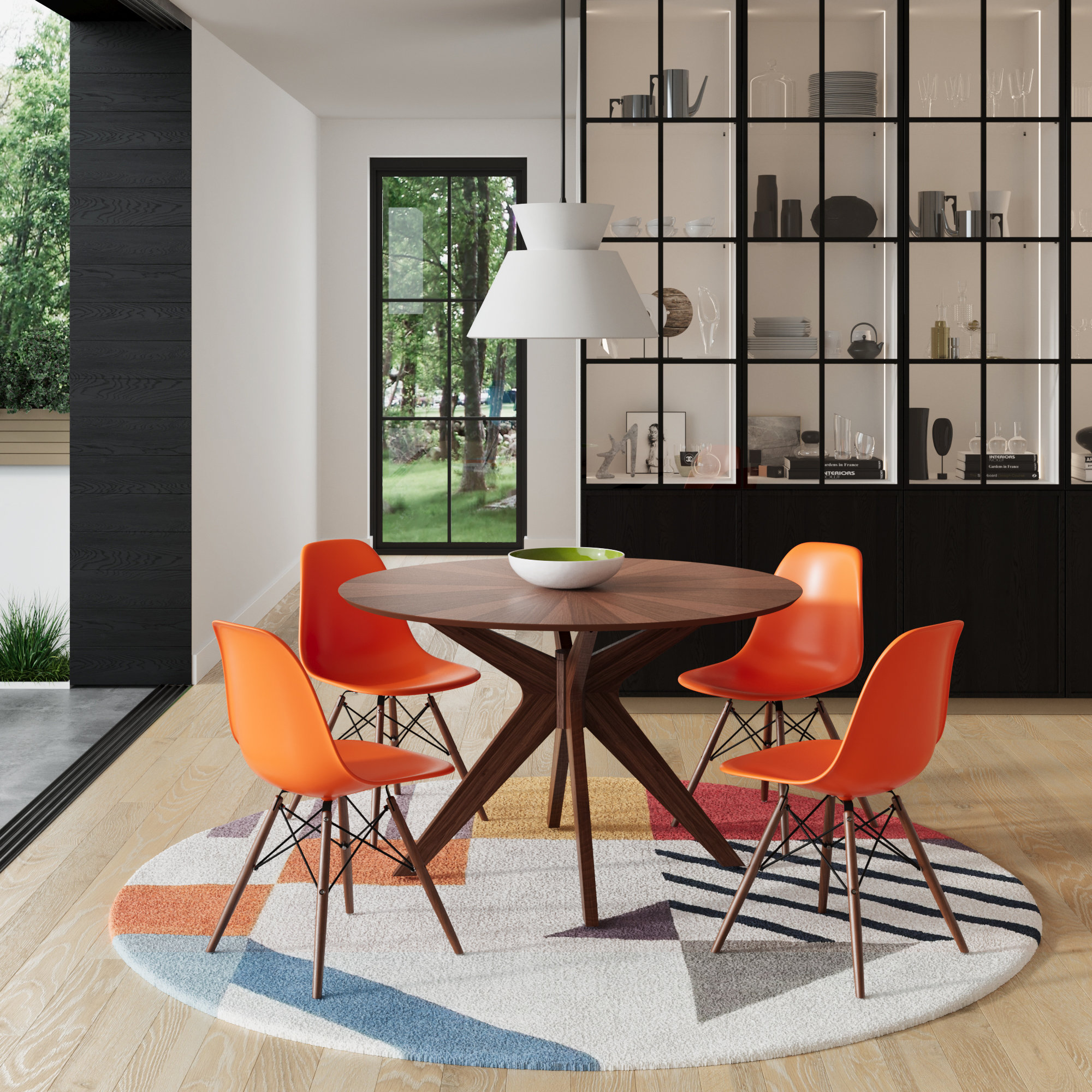 Jordan 5 - Piece Dining Set, Black, Natural, Walnut