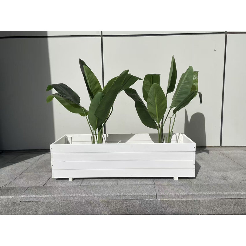 Handmade Wood Planter Box, White, 32cm H x 119.89cm W x 39.88cm D