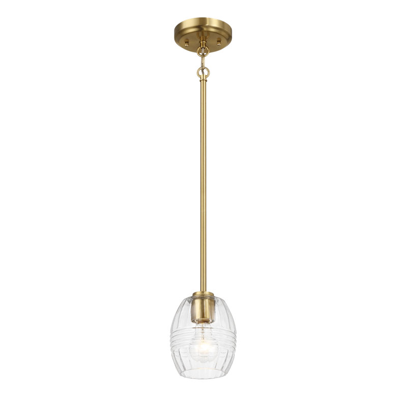 Luminaire suspendu à chaîne simple Vista avec verre transparent - laiton satiné Vista