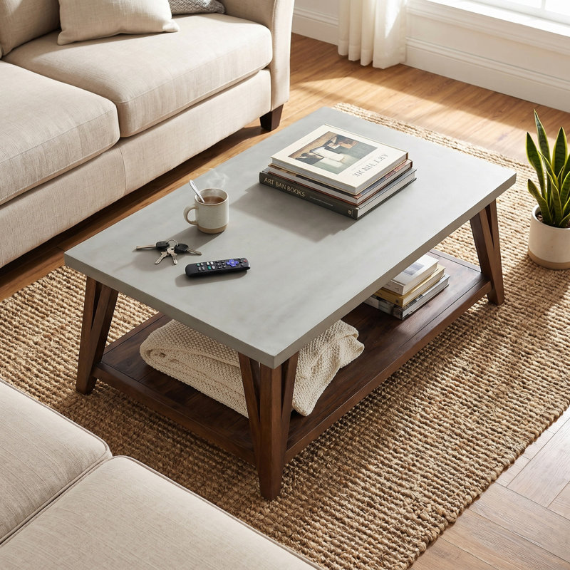 Brookside 48" Coffee Table with Shelf, 18" H x 48" W x 32" D