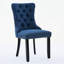 Chaise en bois massif, revêtement en lin, lin bleu de style moderne, expérience d'assise confortable-125550847
