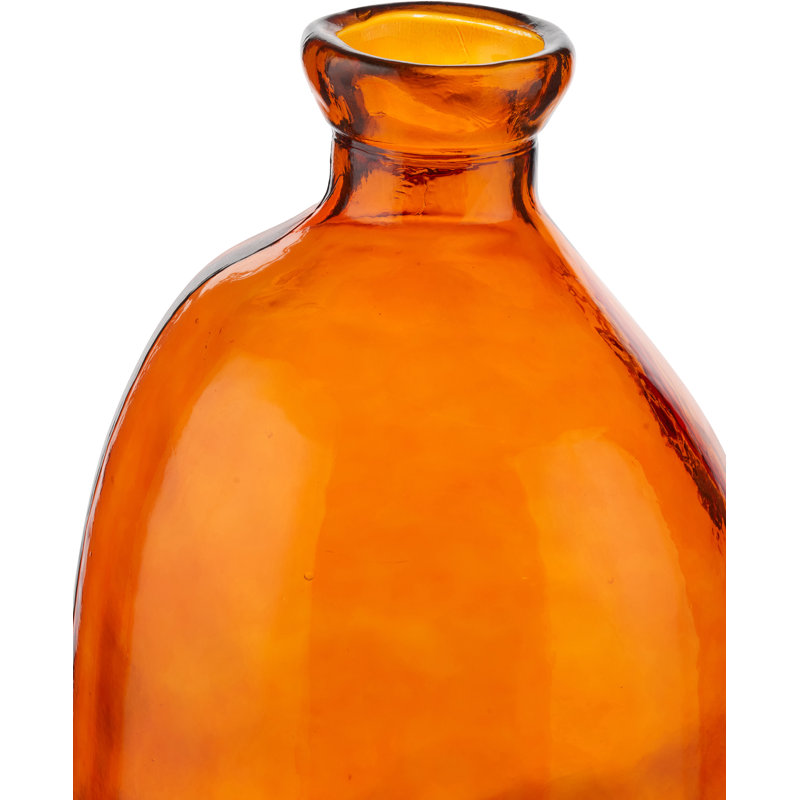 Organic Shaped Recycled Glass Tall Vase, Orange