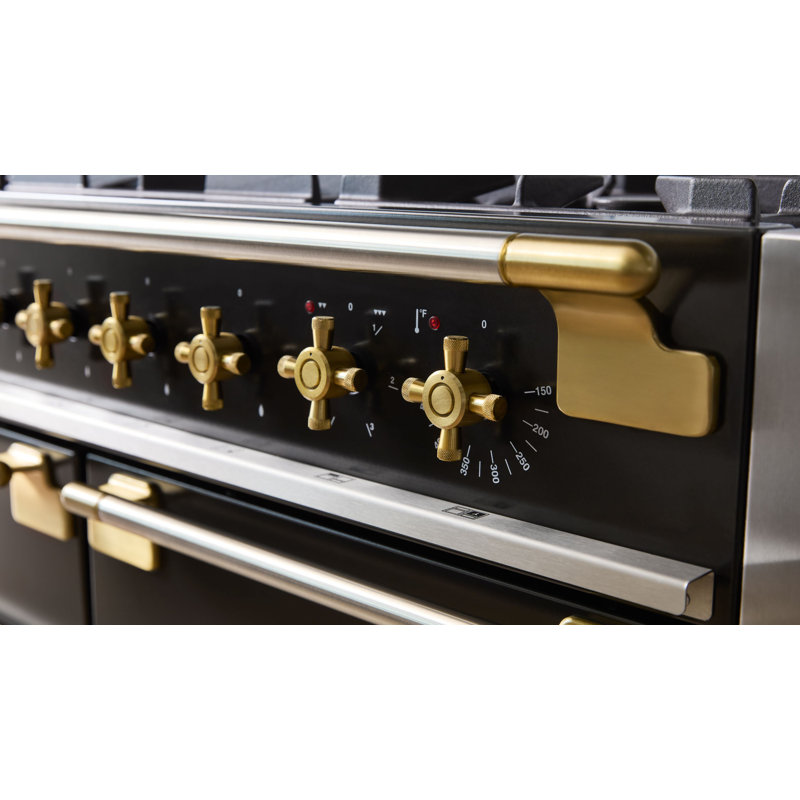 AGA Elise 48"W. 6 Cu.Ft. Freestanding Induction Convection Range with Antique Brass Trim, Dual Fuel