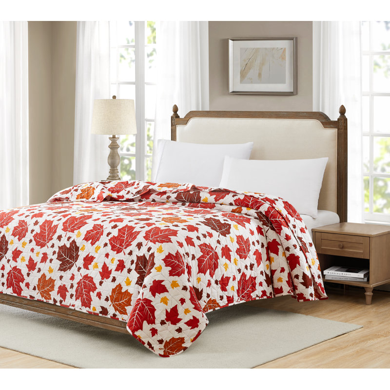 Harvest Fall Pumpkins Acorns Microfiber Quilt, Queen Quilt, Adirondack Leaves