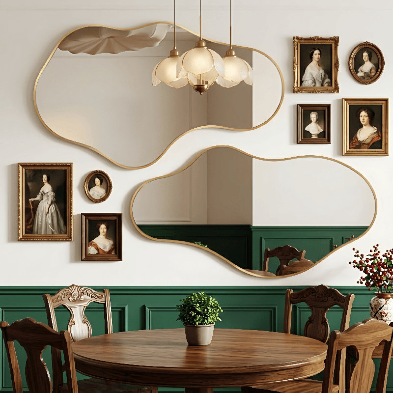 Ensemble de miroirs muraux asymétriques irréguliers, Doré, 43 po x 26 po
