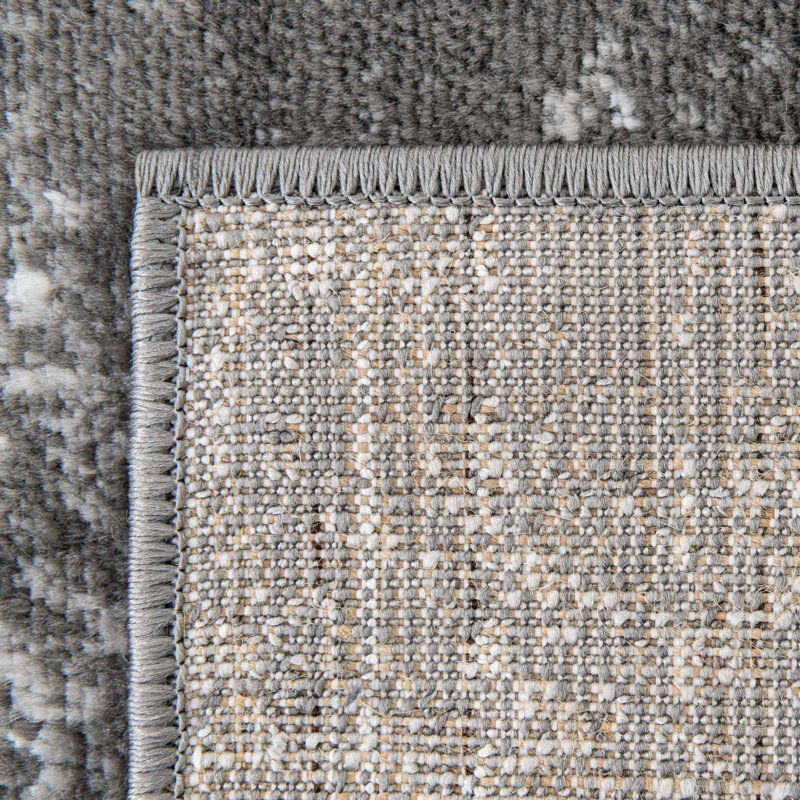 Tapis à motifs floraux Brandt, Tapis de couloir 2 pi x 9 pi 10 po, Non, Dark Grey