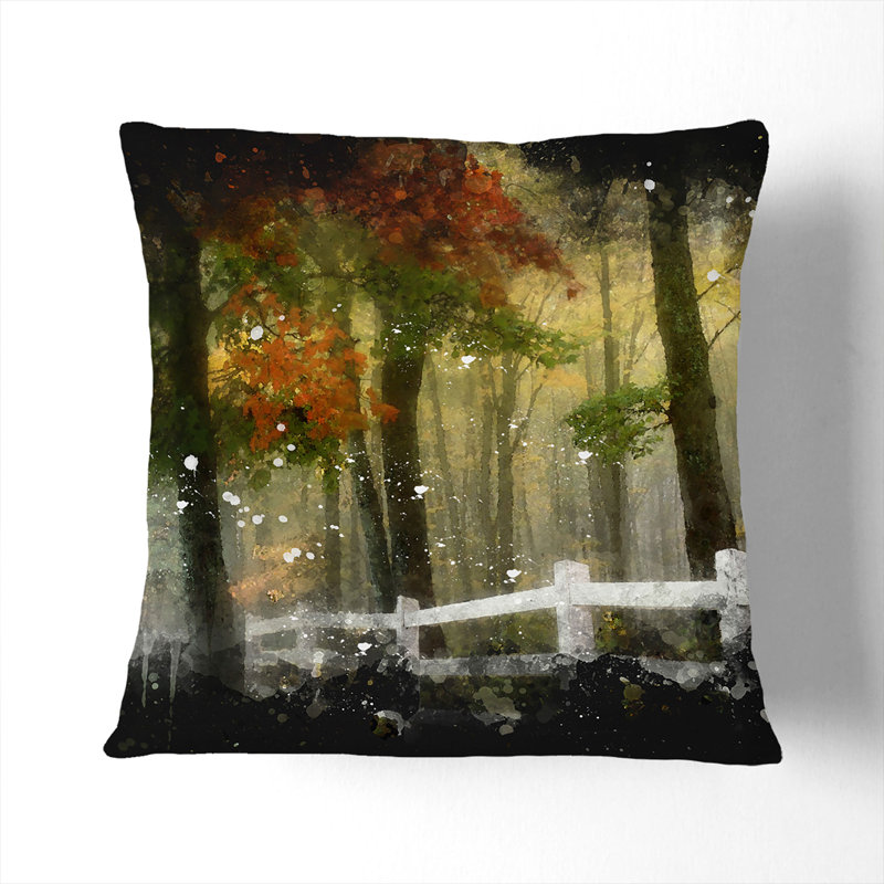 Autumn Forest Vol.6 Paint Splash Square Throw Cushion, Black, 40cm H x 40cm W x 15cm D