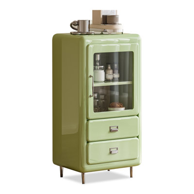 Green Solid + Manufactured Wood+Glass Display Cases