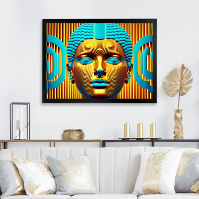 Bouddha contemporain en or et bleu I - reproduction sur toile