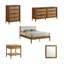 Ensemble de chambre à coucher 5 pièces en bois d'hévéa avec commode, miroir, table de chevet et commode Vichy-410900531