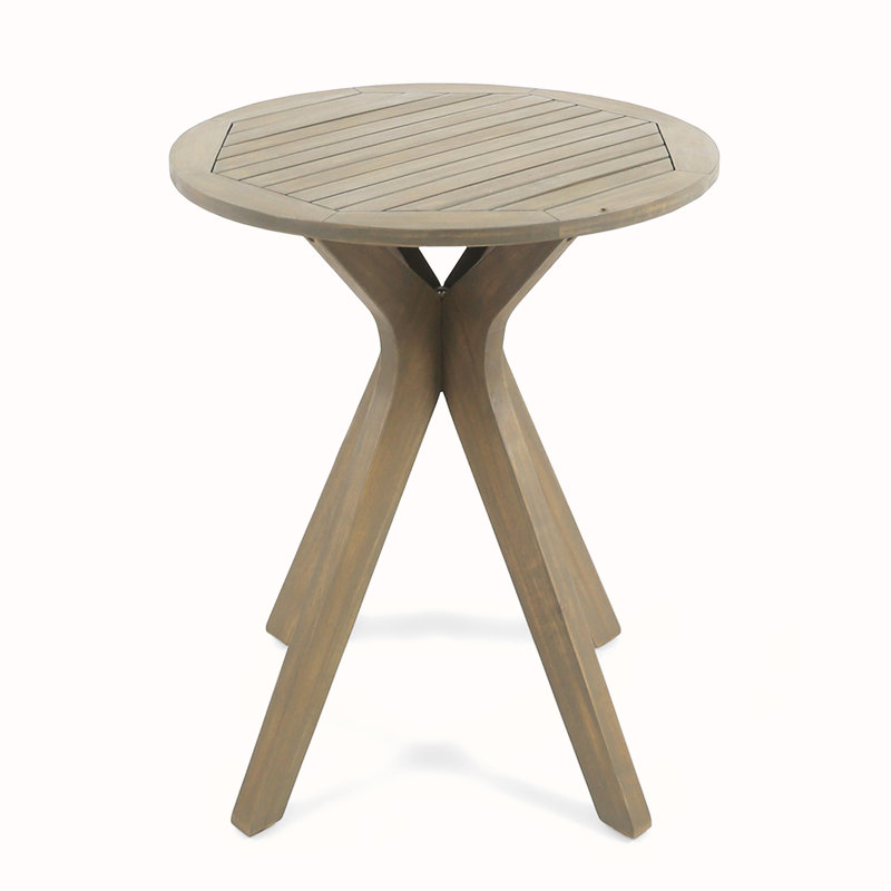 Gray Round Acacia Wood Bistro Table with X Legs