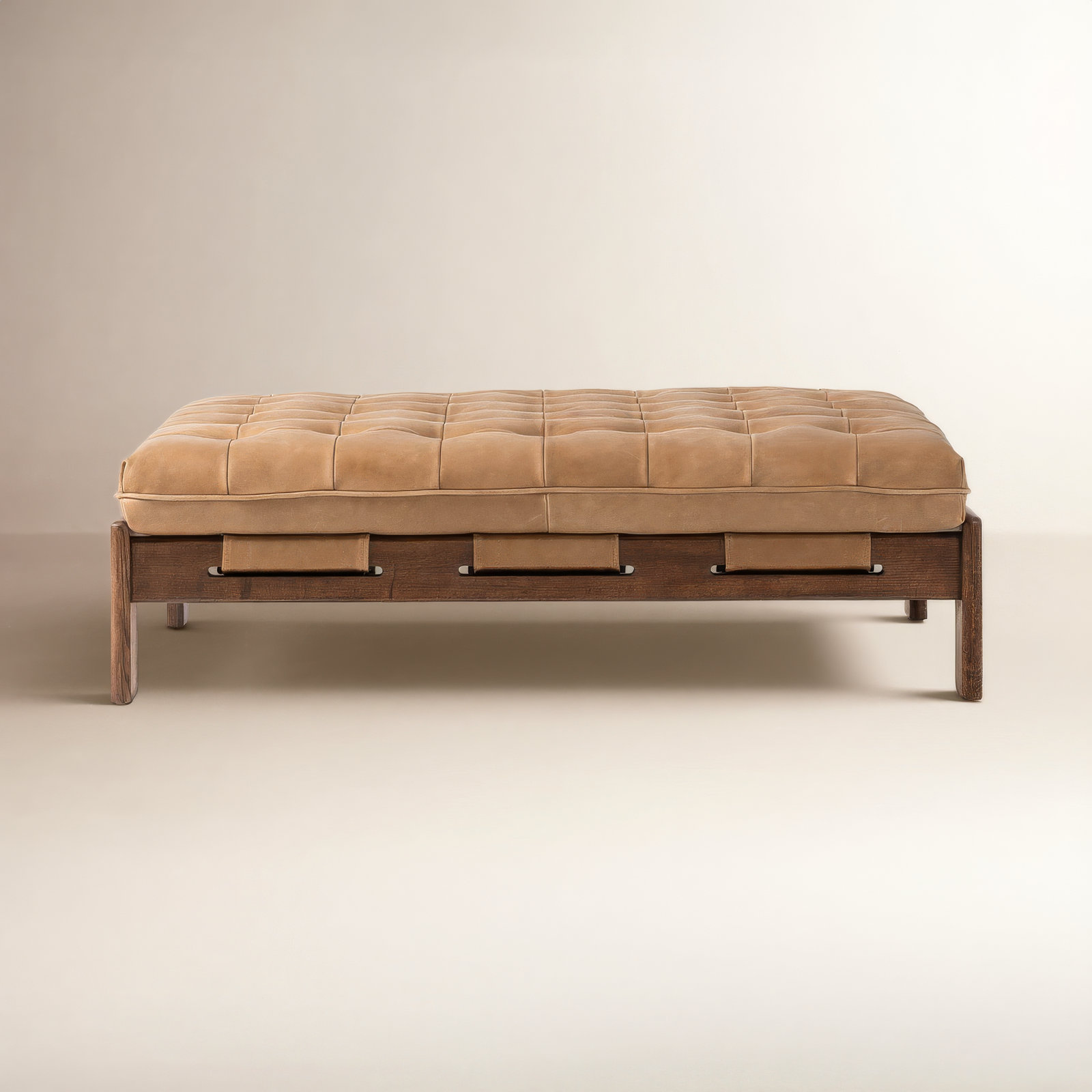 Ellinor 50" Genuine Leather Ottoman, Palermo Drift Genuine Leather