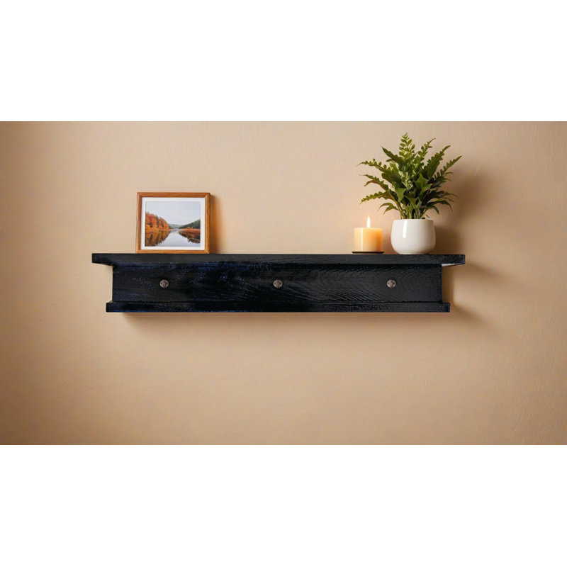 Rayne 3 Piece Oak Shelves With Hooks, 5.75" H x 36" W x 5" D