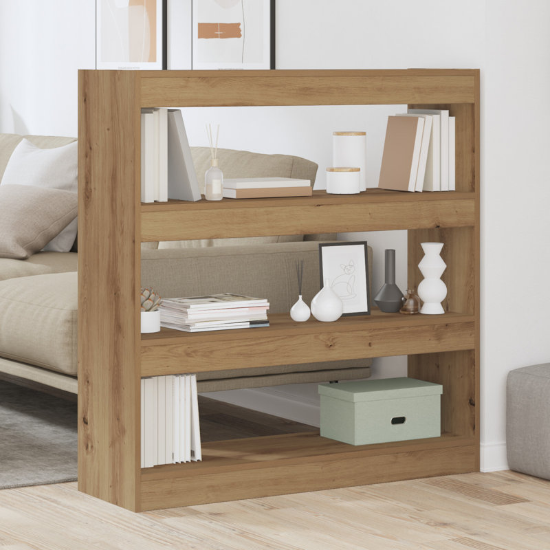 Book Cabinet Bookcase, (3 Shelves) 103cmH x 97cmW x 30cmD, Artisan oak