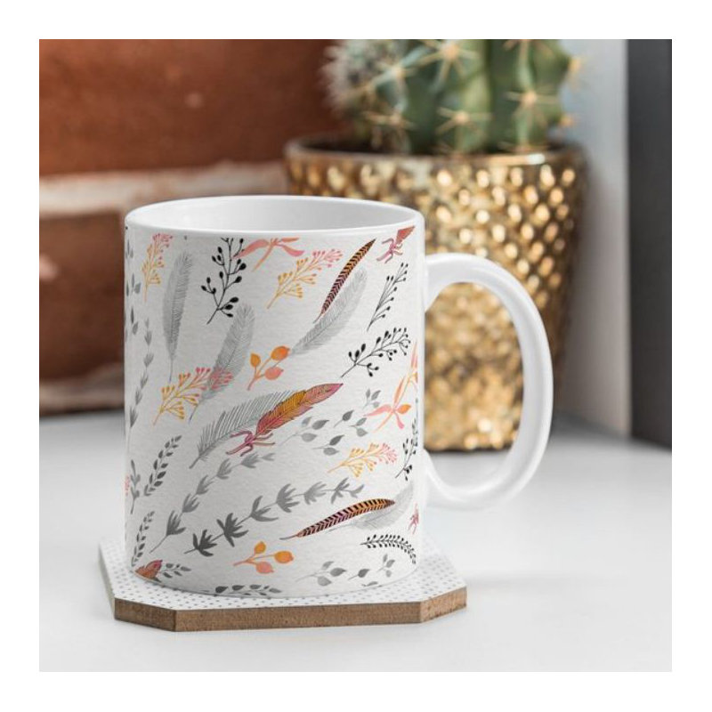Grande tasse à café à rouleaux plumes