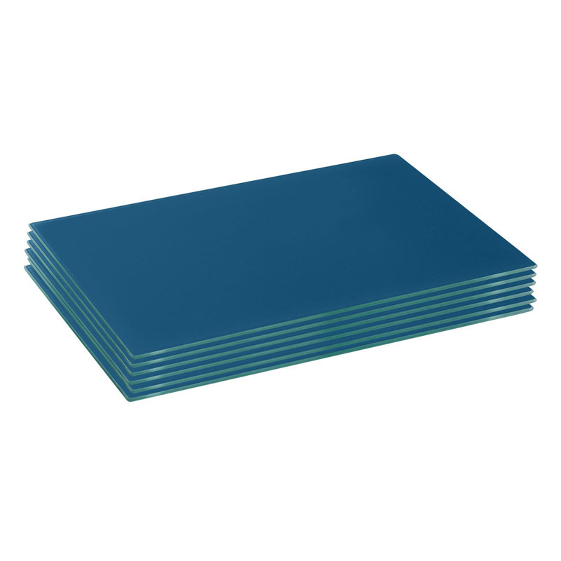 Harbour Housewares - Glass Placemats - Set of 6, Blue, 40cm L x 30cm W