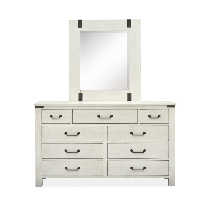 Très grande commode à 2 tiroirs avec miroir et porte, Très grand
