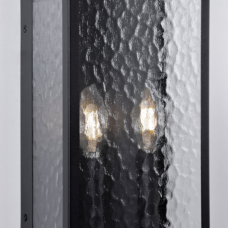 Lanterne murale d'extérieur en verre martelé 2 lumières H 19,2 po avec crépuscule à l'aube