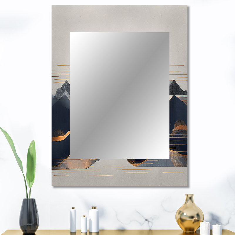 Daring Moutain Horizons III - Landscapes Decorative Wall Mirror, Blue Large Mirror, Printed Metal Art, 40" x 30"