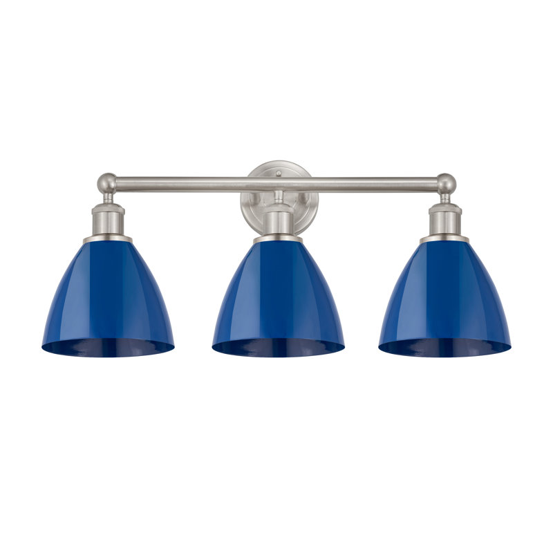 Éclairage pour meuble-lavabo 3 lumières Arpita, Nickel satiné, Bleu