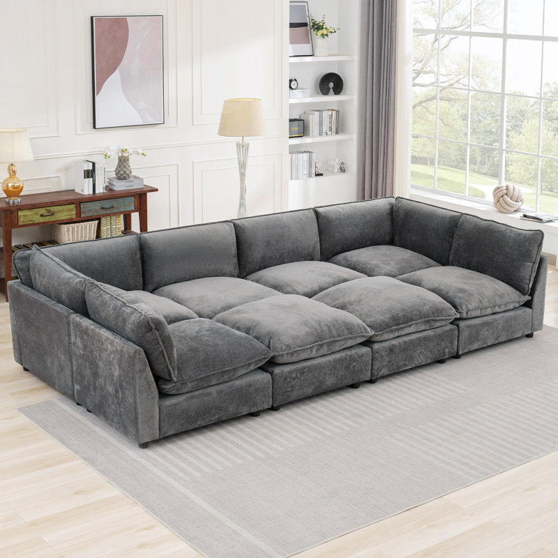 Heffernan Oversized Composable Modular Sofa, Dark Gray Chenille, 33.10" H x 137.90" W x 100.86" D