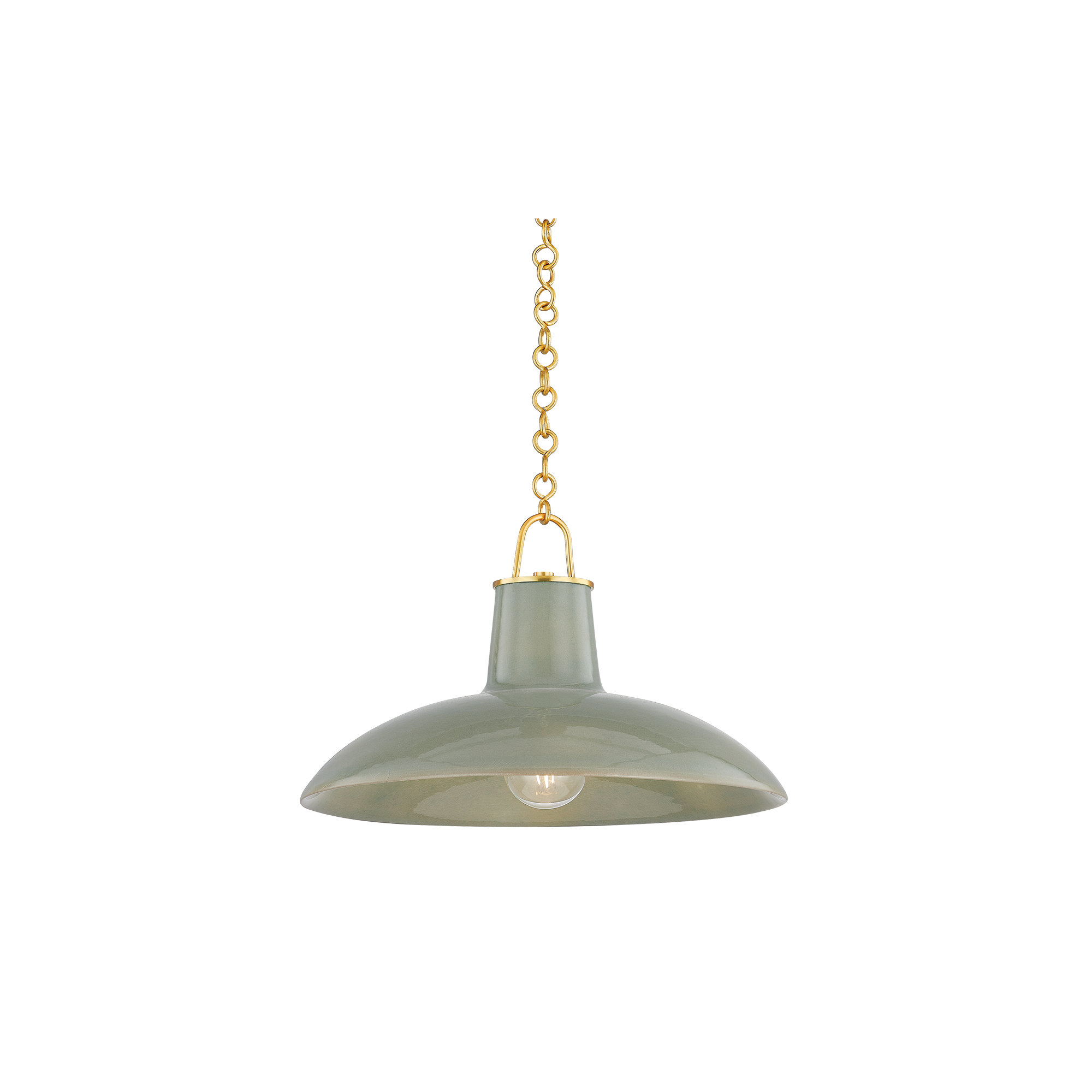 POTTERSVILLE Pendant, 11.25" H x 18" W x 18" D, Brass, Teal