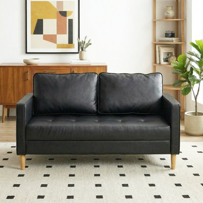 Stiver Faux Leather 56.7'' Reception Loveseat