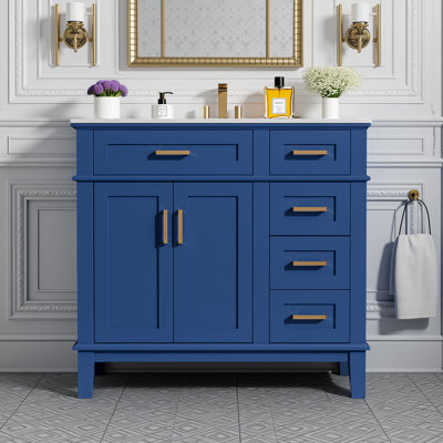 Meuble-lavabo 36 po avec lavabo en céramique, armoire, tiroirs à fermeture en douceur
