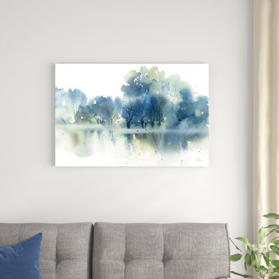 «Blue Pond Reflections» par Katrina Pete - peinture sur toile tendue