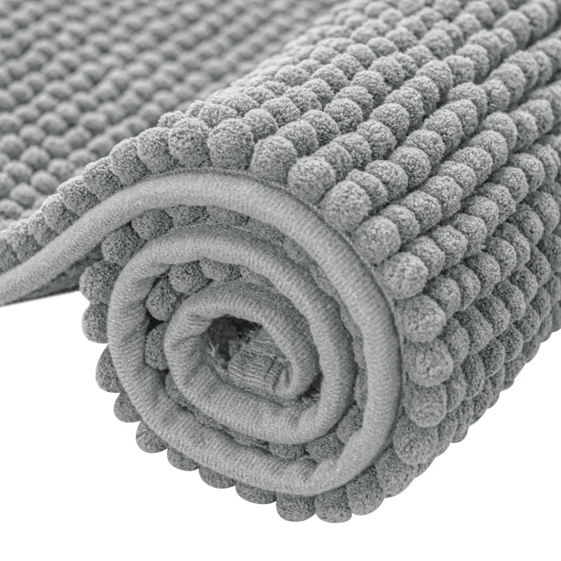 Tapis pour salle de bain Azriah Luxury Chenille, L 16 po x L 24 po, Gris clair