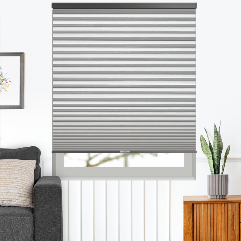 Store cellulaire sans chaîne filtrant la lumière, Rayé gris, L 63 po x L 48 po